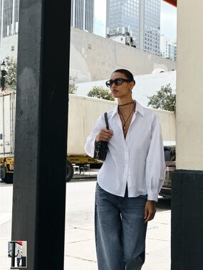Zara White Button-Up Blouse